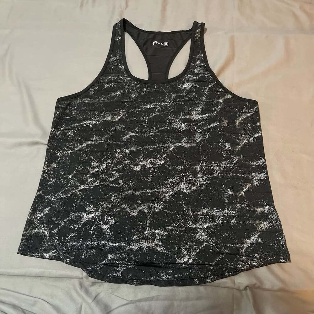 Zyia Active Tank Top Size XL Black Marble Racerback
